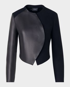 Akris Hynora Wool and Leather Asymmetric Jacket