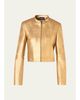 Akris Klaus Lamé Nappa Leather Crop Jacket - 1