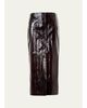 Akris Lacquered Eel Leather Slit Midi Pencil Skirt - 1