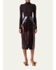 Akris Lacquered Eel Leather Slit Midi Pencil Skirt - 2
