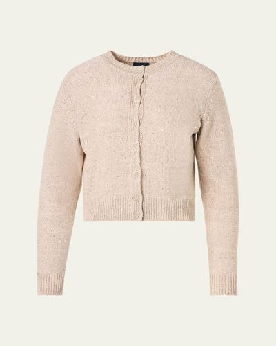Akris Linen-Cotton Micro Sequin Knit Cardigan Sweater