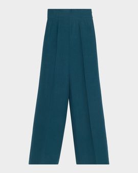 Akris Linen-Wool Wide-Leg Trousers