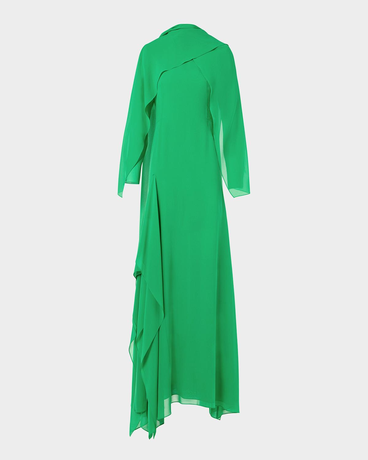 Akris Long Asymmetric Capelet Dress