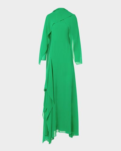 Akris Long Asymmetric Capelet Dress