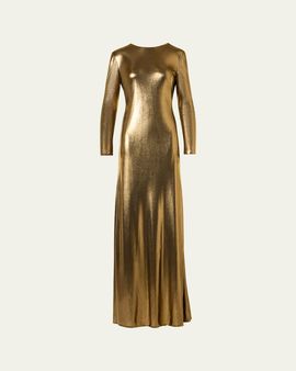 Akris Lurex Viscose Long-Sleeve Gown