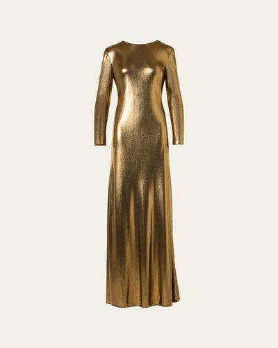 Akris Lurex Viscose Long-Sleeve Gown