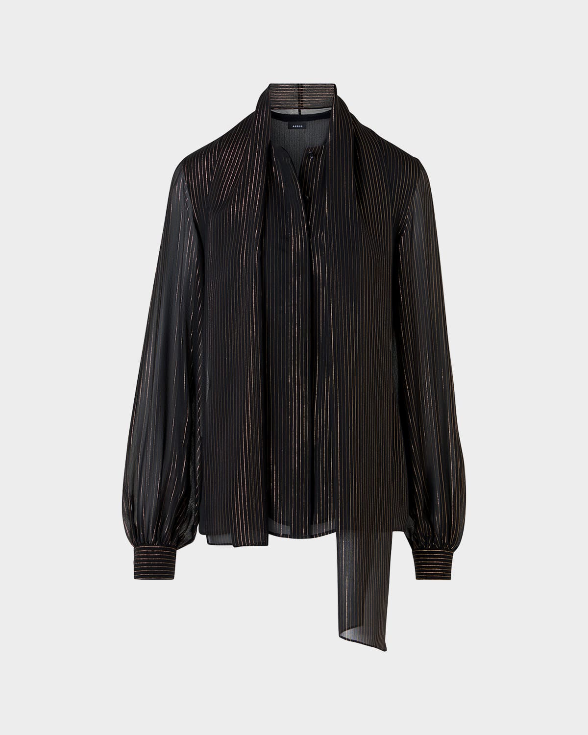 Akris Metallic-Stripe Gathered Blouse