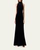 Akris Mock-Neck Fringe Knot Sleeveless Velvet Trumpet Gown - 2