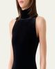 Akris Mock-Neck Fringe Knot Sleeveless Velvet Trumpet Gown - 5