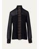 Akris Mock-Neck Lace Inset Long-Sleeve Blouse - 1