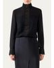 Akris Mock-Neck Lace Inset Long-Sleeve Blouse - 4