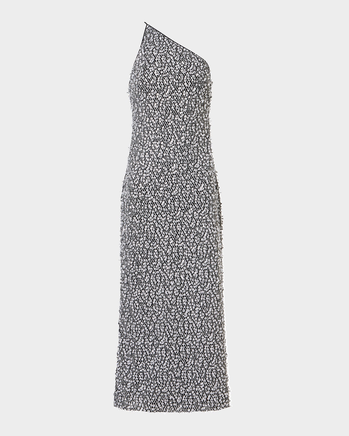 Akris One-Shoulder Sequin Net Midi Dress