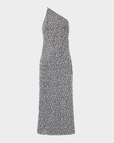 Akris One-Shoulder Sequin Net Midi Dress