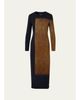 Akris Oro Lienzo Print Wool Crepe Long-Sleeve Midi Dress - 1