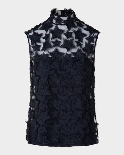 Akris punto 3D Star Embroidery Tulle Blouse