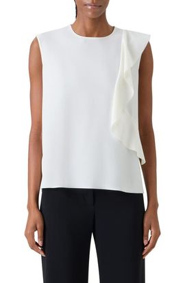 Akris punto Akris punto Asymmetric Ruffle Laser Cut Crepe Top