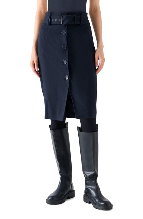 Akris punto Akris punto Belted High Waist Virgin Wool Blend Flannel Pencil Skirt