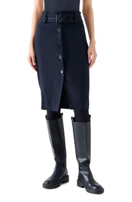 Akris punto Akris punto Belted High Waist Virgin Wool Blend Flannel Pencil Skirt
