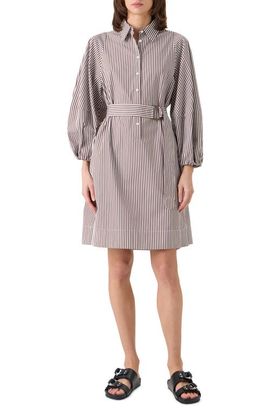 Akris punto Akris punto Belted Kodak Stripe Cotton Poplin Shirtdress