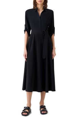 Akris punto Akris punto Belted Laser Cut Crepe Midi Shirtdress