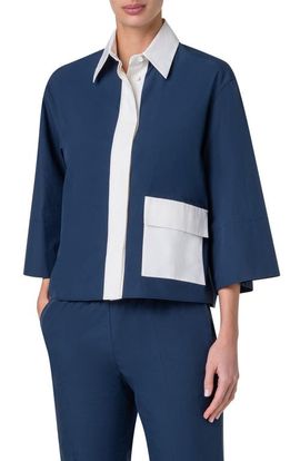 Akris punto Akris punto Boxy Colorblock Poplin Button-Up Shirt