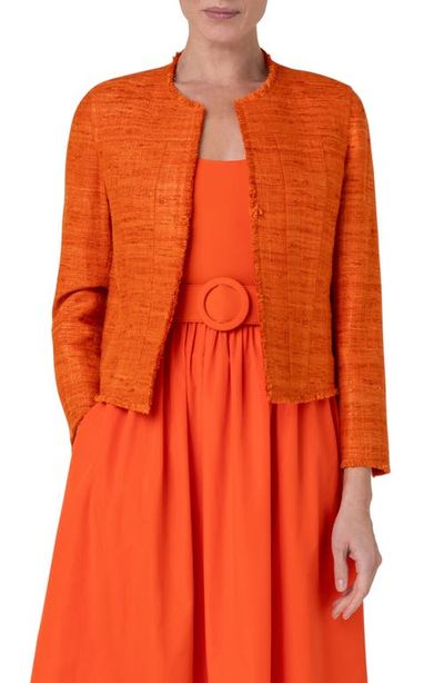 Akris punto Akris punto Boxy Silk Tweed Crop Jacket