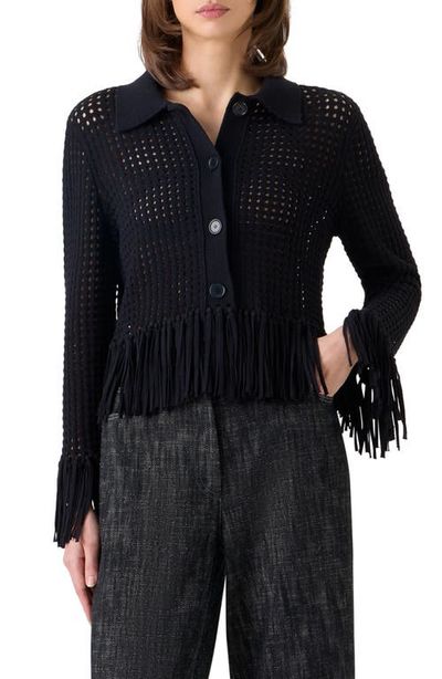 Akris punto Akris punto Chunky Fringe Open Stitch Cotton Cardigan