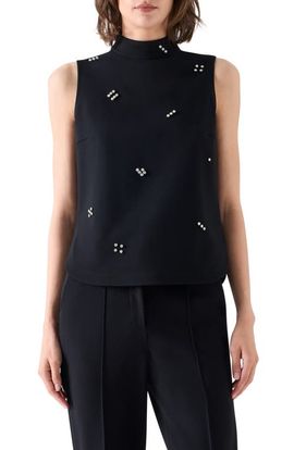 Akris punto Akris punto Dice-Dot Embellished Mock Neck Jersey Top