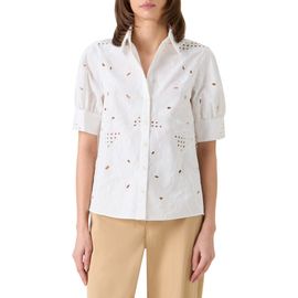 Akris punto Akris punto Embroidered Cotton Eyelet Button-Up Shirt