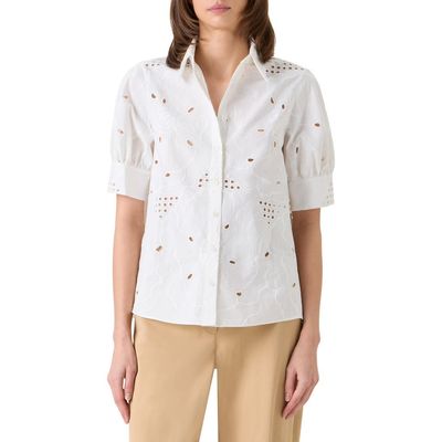 Akris punto Akris punto Embroidered Cotton Eyelet Button-Up Shirt
