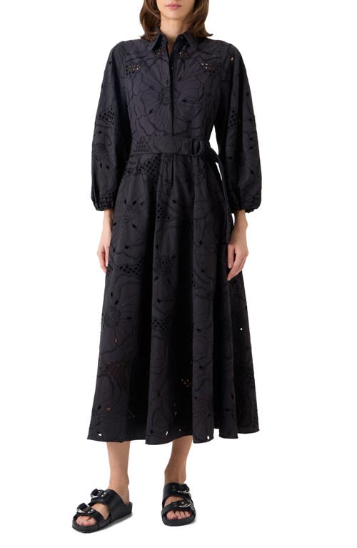 Akris punto Akris punto Floral Embroidered Eyelet Cotton Poplin Shirtdress
