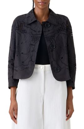 Akris punto Akris punto Flower Eyelet Cotton Poplin Crop Jacket