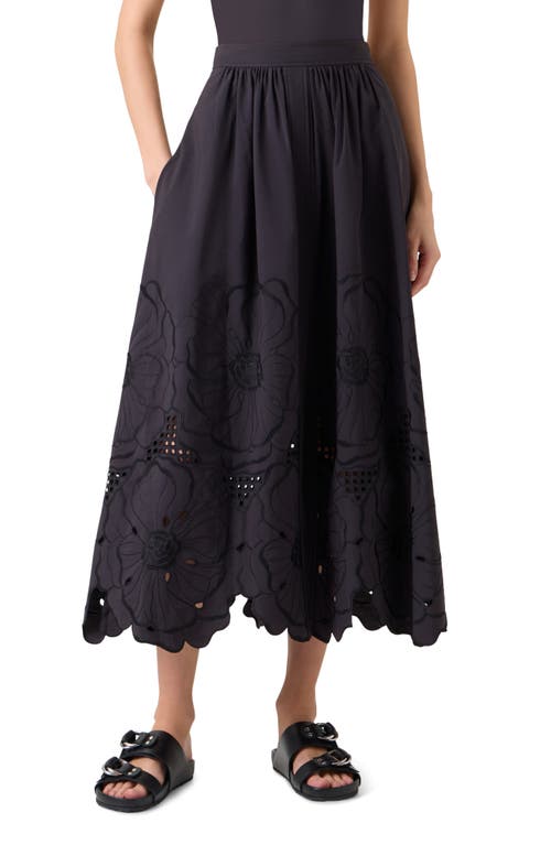Akris punto Akris punto Flower Eyelet Cotton Poplin Midi Skirt