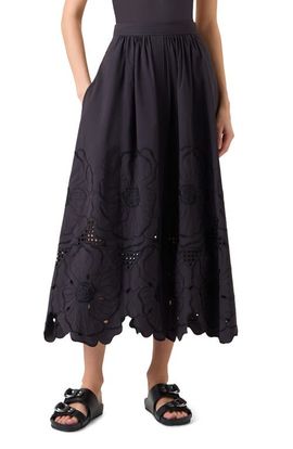 Akris punto Akris punto Flower Eyelet Cotton Poplin Midi Skirt