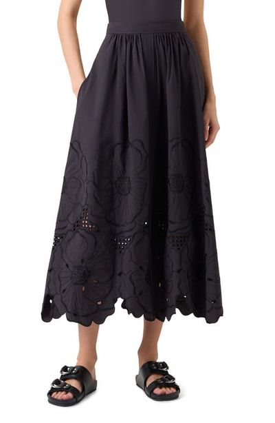 Akris punto Akris punto Flower Eyelet Cotton Poplin Midi Skirt