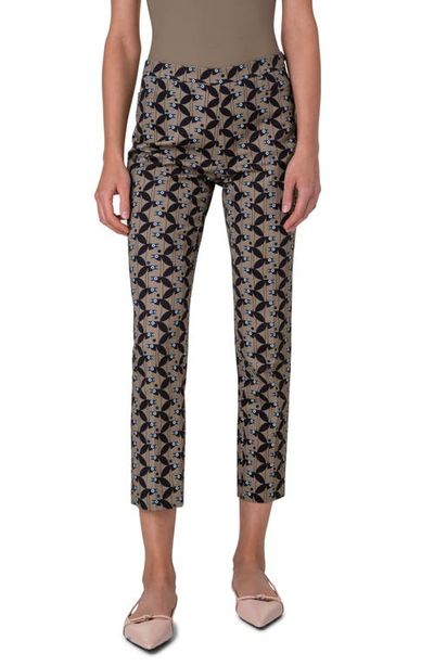 Akris punto Akris punto Franca Bird Print Stretch Cotton Crop Pants