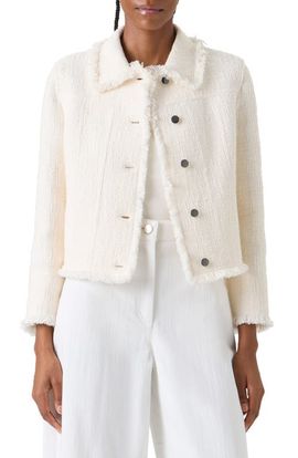Akris punto Akris punto Fringe Cotton Blend Tweed Jacket