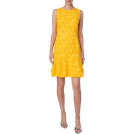 Akris punto Akris punto Hello Sunshine Embroidered Floral Appliqué Cotton Sheath Dress 