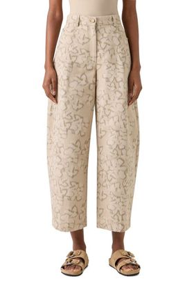 Akris punto Akris punto Ikat Floral Cotton Blend Canvas Barrel Leg Crop Pants