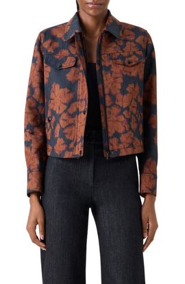 Akris punto Akris punto Ikat Floral Print Canvas Motorbike Jacket