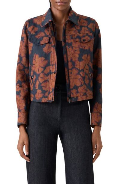 Akris punto Akris punto Ikat Floral Print Canvas Motorbike Jacket