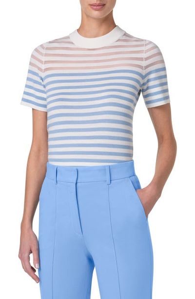 Akris punto Akris punto Kodak Stripe Short Sleeve Sweater