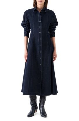Akris punto Akris punto Long Sleeve Corduroy Fit & Flare Shirtdress