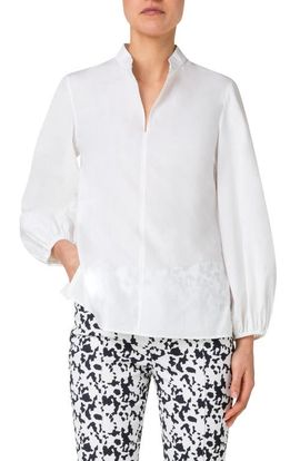 Akris punto Akris punto Long Sleeve Cotton Popover Blouse