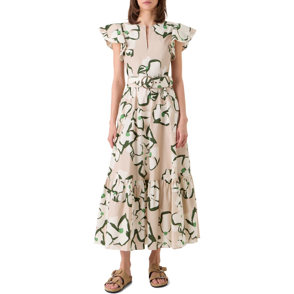 Akris punto Akris punto Papercut Floral Print Belted Cotton Dress