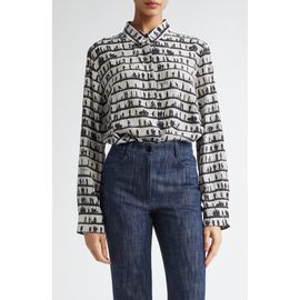 Akris punto Akris punto People Print Silk Crêpe de Chine Button-Up Shirt