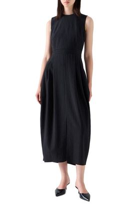 Akris punto Akris punto Pinstripe Wool Crepe Midi Dress
