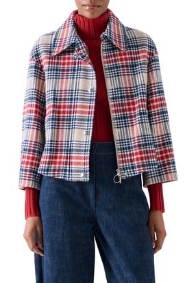 Akris punto Akris punto Plaid Tweed Crop Jacket