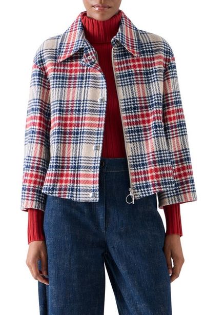 Akris punto Akris punto Plaid Tweed Crop Jacket