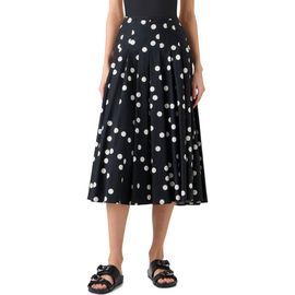 Akris punto Akris punto Pleated Polka Dot Cotton Sateen Midi Skirt